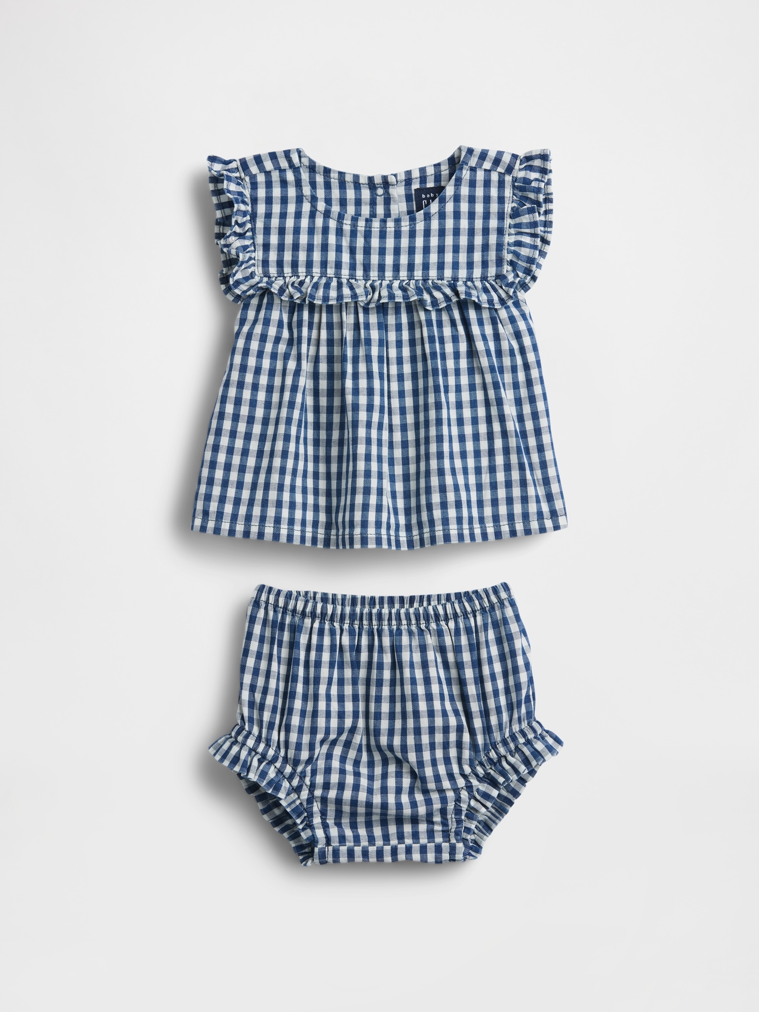 Baby Gingham Denim Ruffle Outfit Set