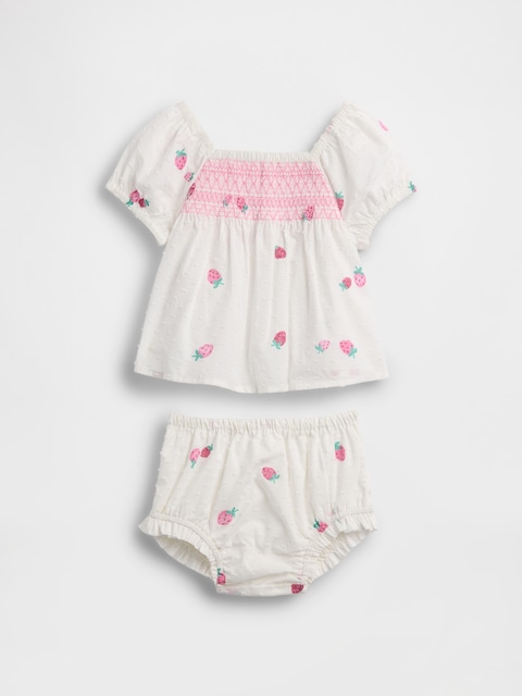 Baby Smocked Strawberry Outfit Set