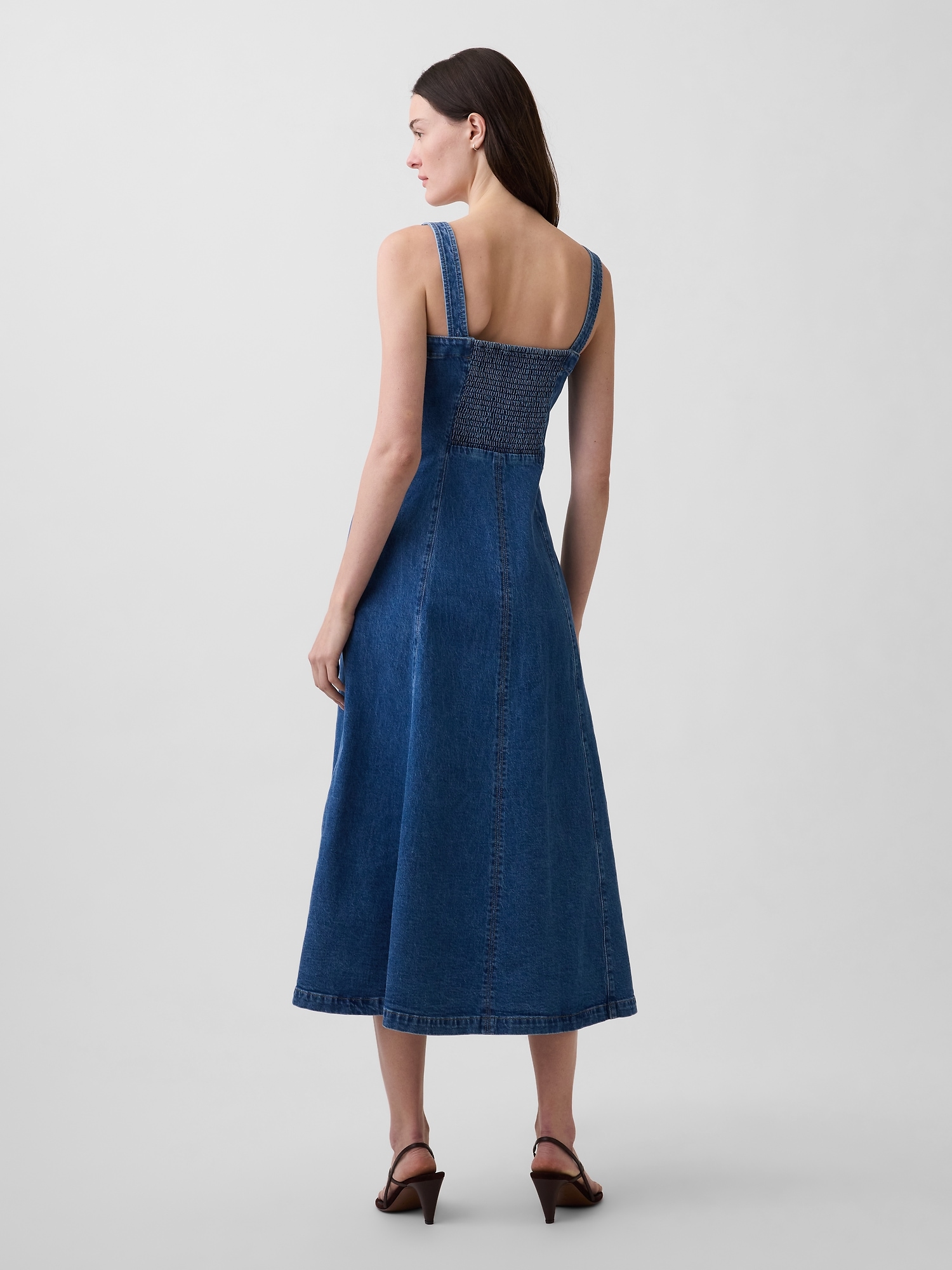 Denim Scoop Neck Maxi Dress