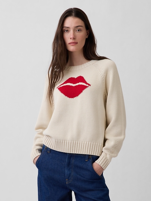 Image number 1 showing, 100% Cotton Kiss Raglan Sweater