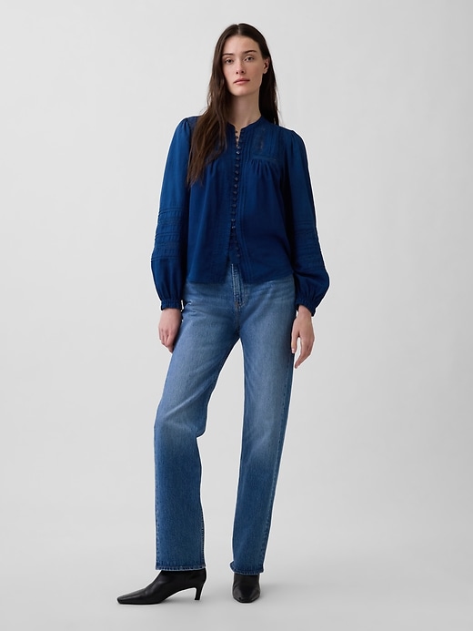 Image number 2 showing, Lace-Trim Pintuck Top