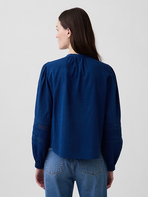 Image number 3 showing, Lace-Trim Pintuck Top