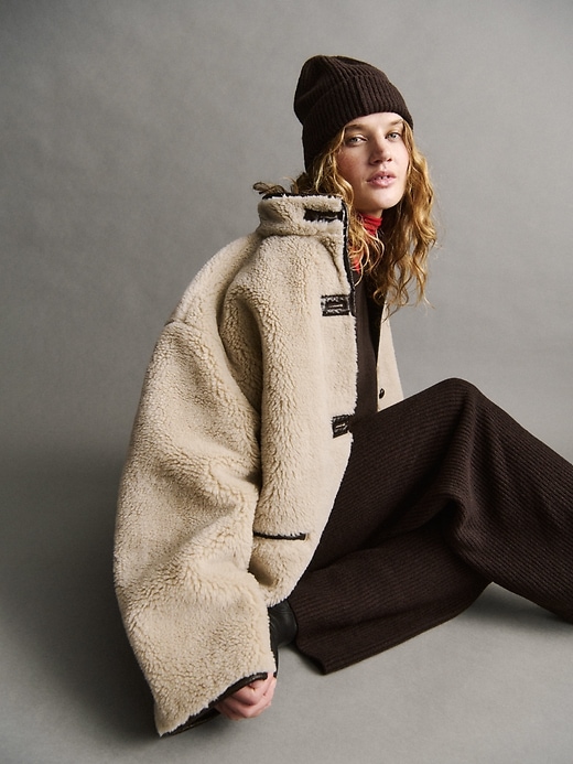 Image number 6 showing, Recycled Sherpa & Vegan Leather-Trim Jacket
