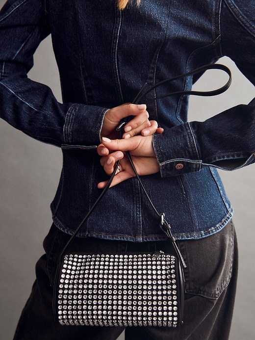 Image number 6 showing, Vegan Leather Rhinestone Barrel Bag