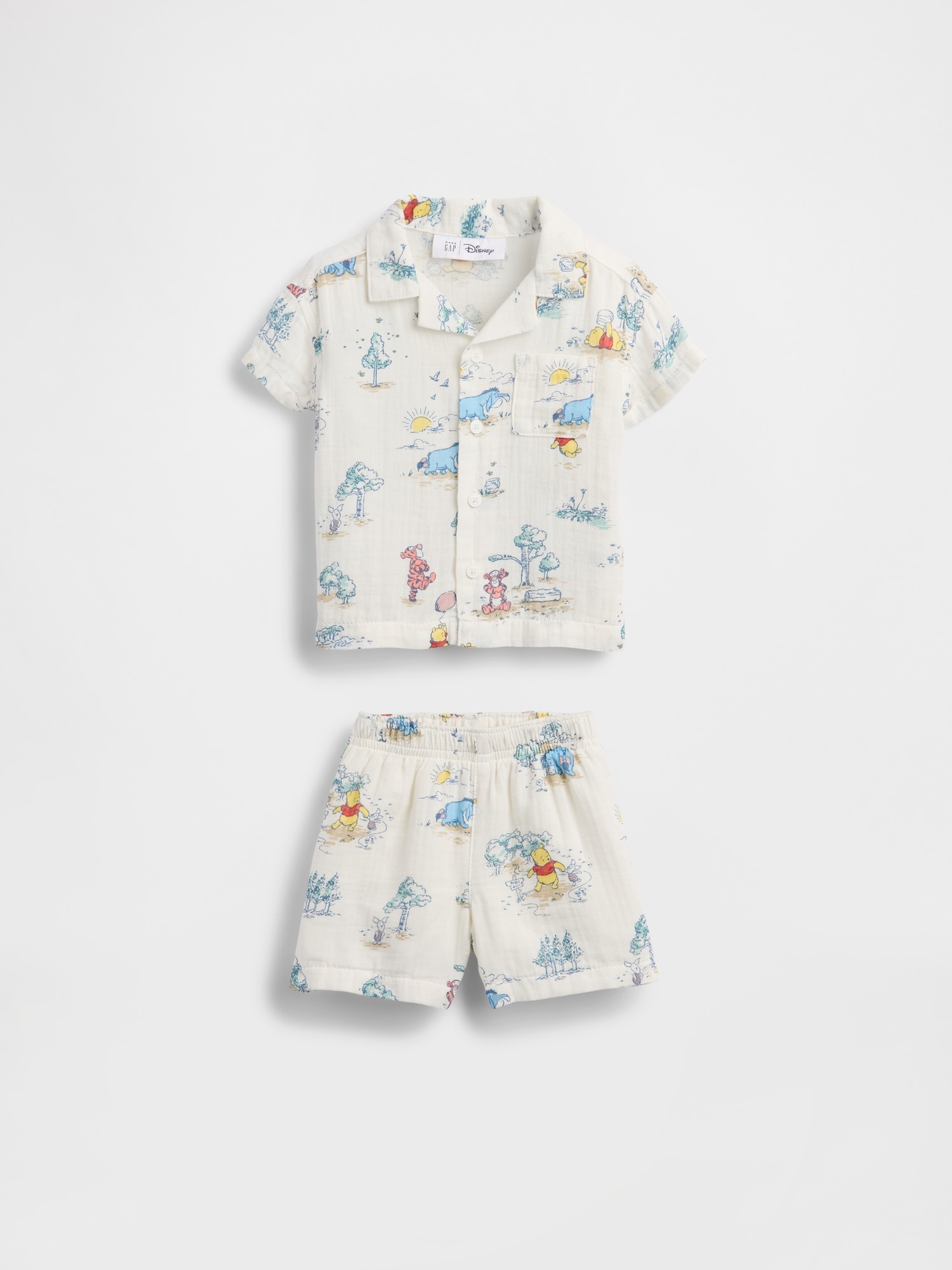 Baby Winnie The Pooh Cotton Gauze Outfit Set