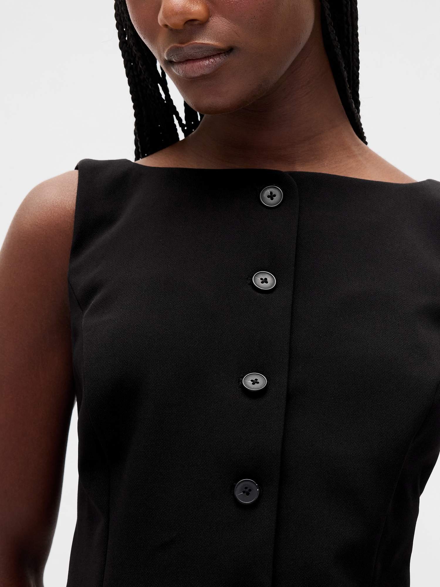 BiStretch Button-Front Mini Dress