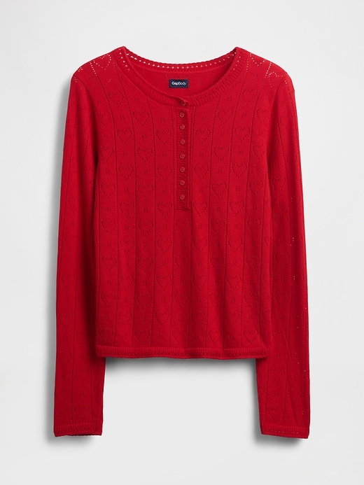 L'image numéro 6 présente Haut de pyjama léger à cœur en tricot pointelle Effet cachemire