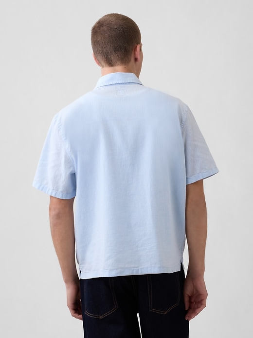 Image number 3 showing, Linen-Cotton Relaxed Straight-Hem Shirt