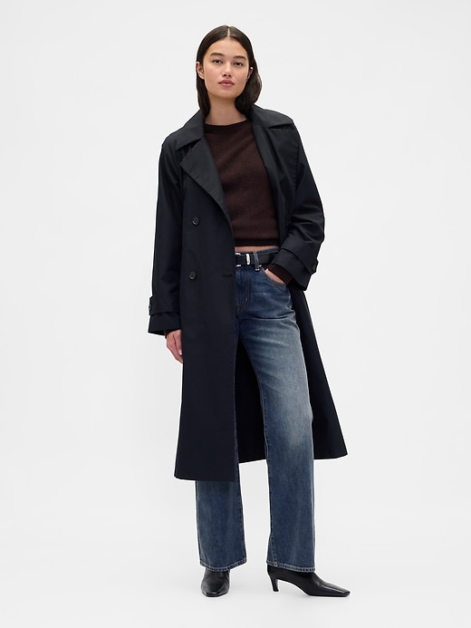 L'image numéro 1 présente Jean décontracté évasé à taille mi-basse en denim rigide