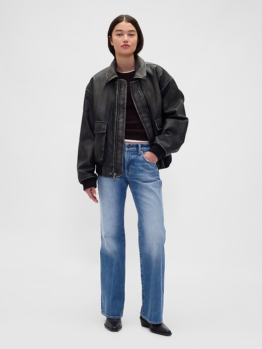 Image number 1 showing, Mid Rise Rigid Relaxed Flare Jeans