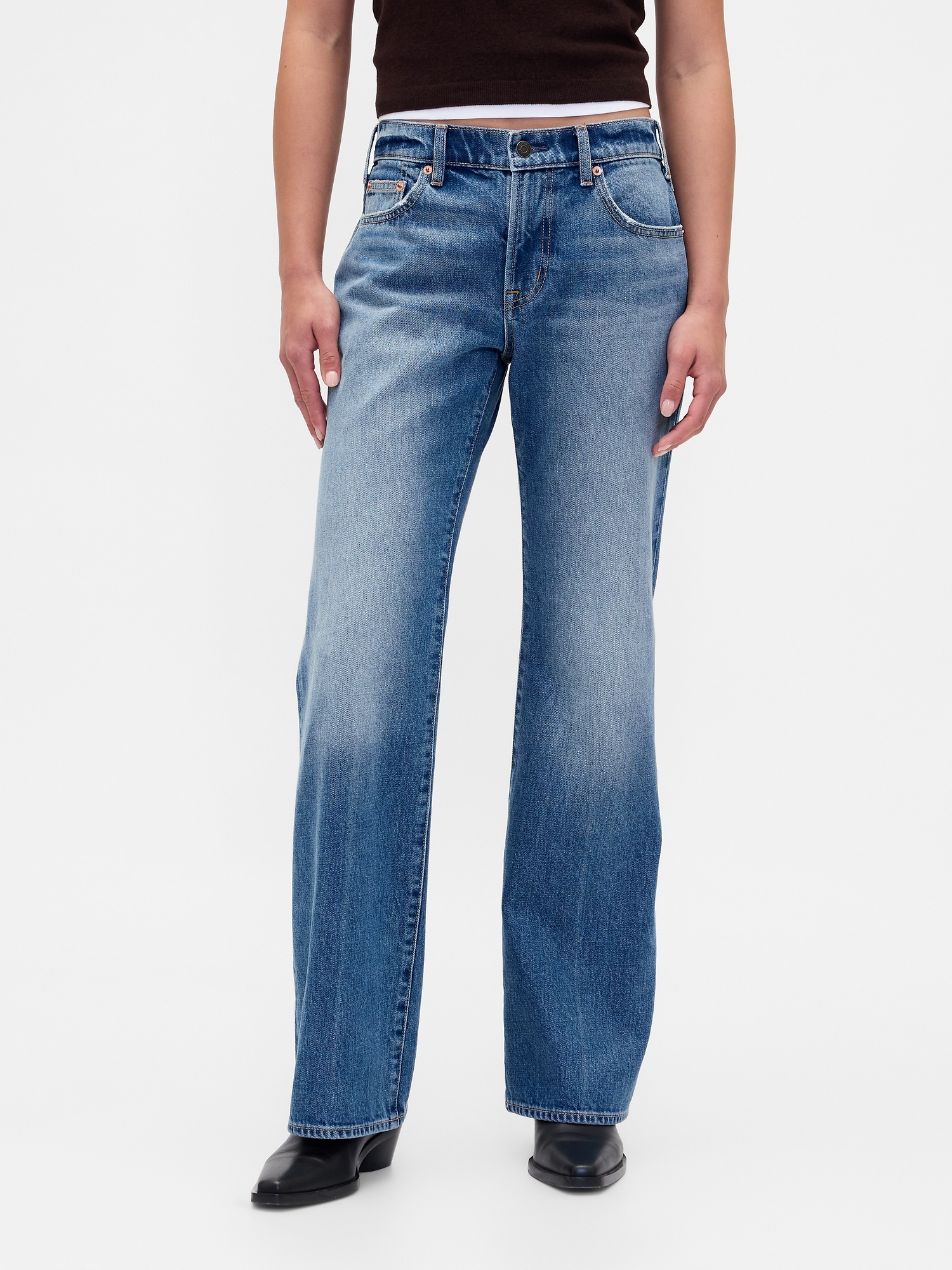 Mid Rise Rigid Relaxed Flare Jeans