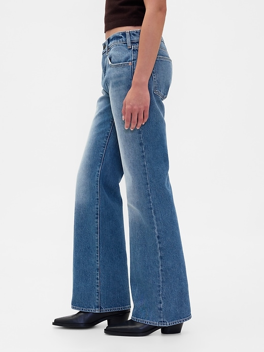 Image number 3 showing, Mid Rise Rigid Relaxed Flare Jeans