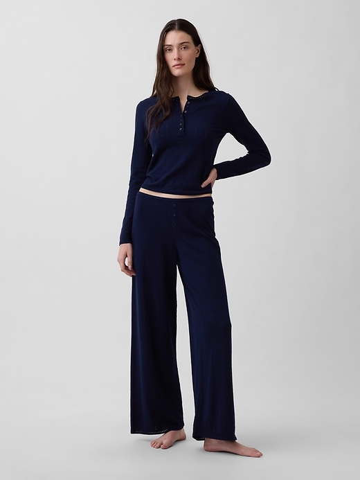 Image number 2 showing, Lightweight CashSoft Pointelle Heart PJ Top