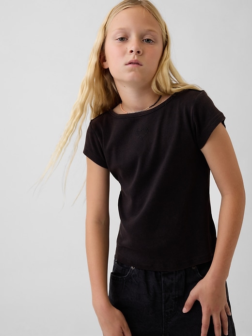 Image number 1 showing, Kids Cap-Sleeve Fitted T-Shirt