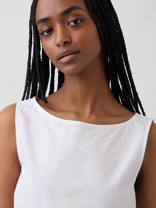 Image number 4 showing, Poplin Boatneck Shell Tank Top