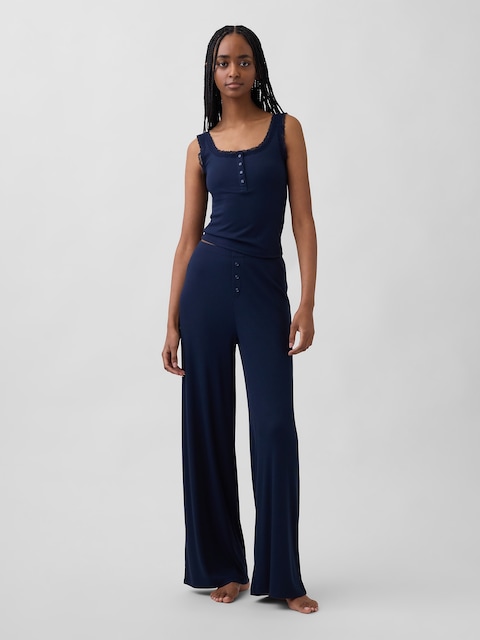 Mini Rib Wide-Leg PJ Pants