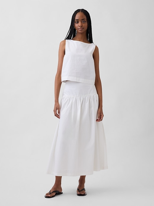 Image number 1 showing, Poplin Drop-Waist Maxi Skirt
