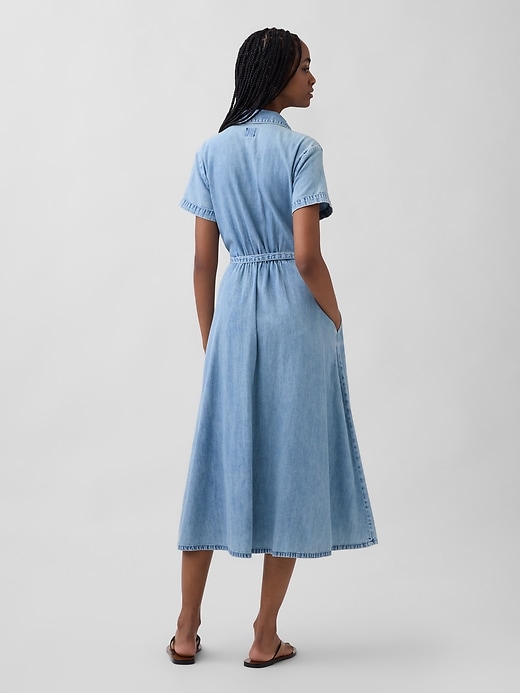 Image number 2 showing, Denim Tie-Waist Midi Shirtdress