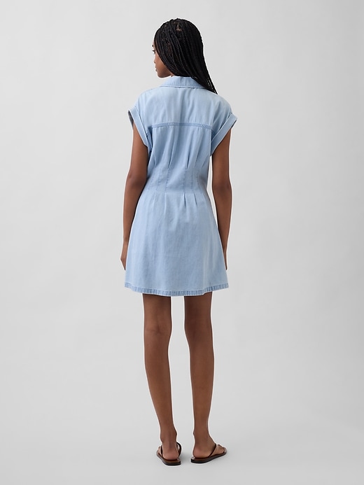 Image number 2 showing, Denim Pleated Mini Shirtdress