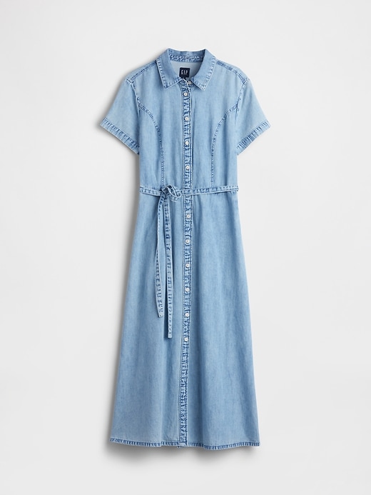Image number 5 showing, Denim Tie-Waist Midi Shirtdress