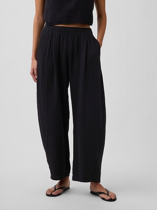 L'image numéro 2 présente Pantalon décontracté coupe baril en gaze de coton