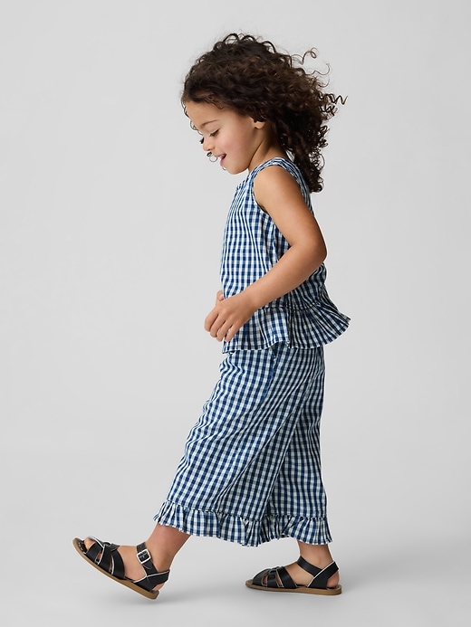 Image number 1 showing, Baby & Toddler Gingham Denim Ruffle-Hem Outfit Set