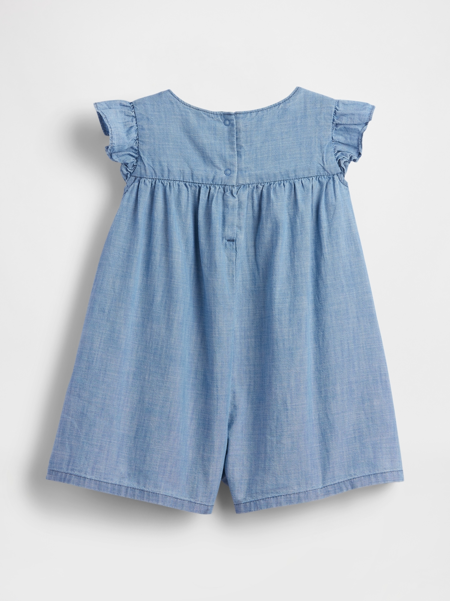 L'image numéro 3 présente Barboteuse brodée en denim avec empiècement pour Bébé et Toute-petite
