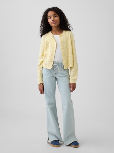 JEAN DÉCONTRACTÉ ÉVASÉ AVEC LAÇAGE À TAILLE BASSE POUR ENFANT