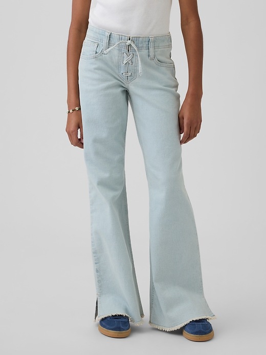 Image number 3 showing, Kids Low Rise Lace-Up Relaxed Flare Jeans