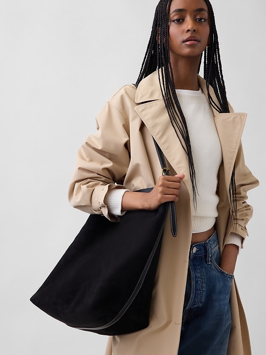 Image number 2 showing, Vegan Suede Bucket Bag