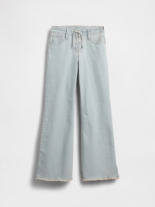 Image number 2 showing, Kids Low Rise Lace-Up Relaxed Flare Jeans