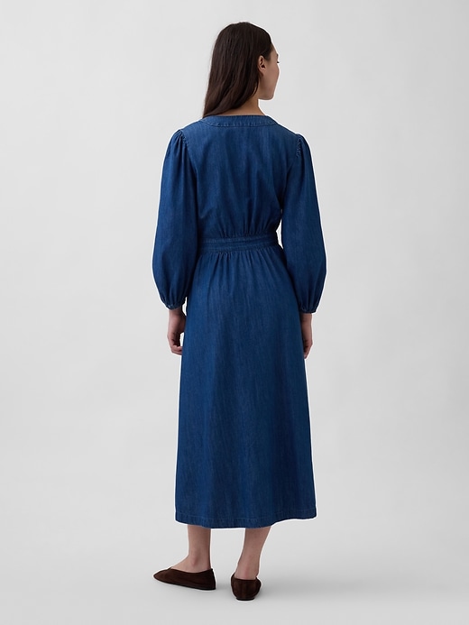 Image number 2 showing, Denim Pieced-Waist Midi Dress