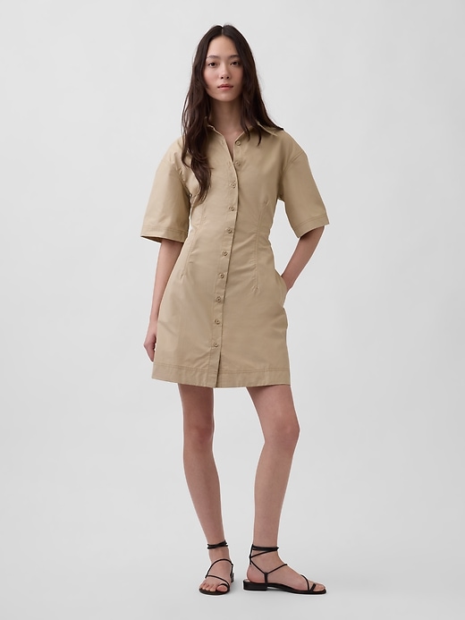 Image number 1 showing, Poplin Mini Shirtdress