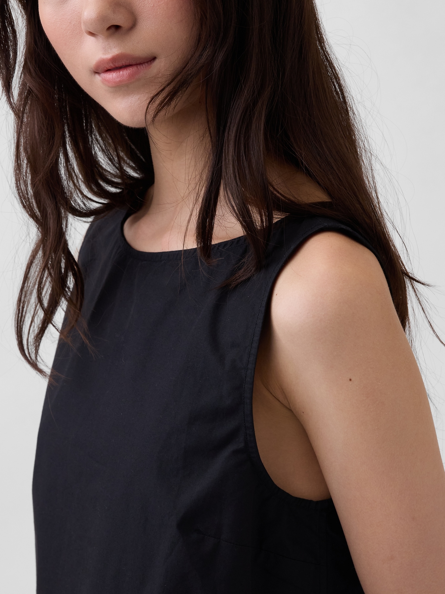 Poplin Boatneck Shell Tank Top