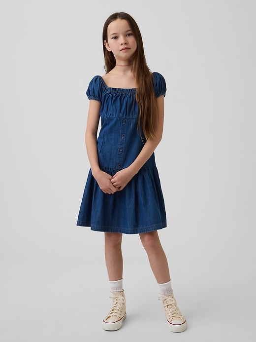 Image number 1 showing, Kids Denim Drop-Waist Dress