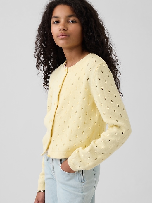 Image number 1 showing, Kids Pointelle Cardigan Sweater