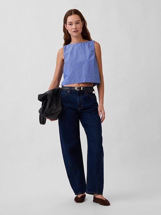 Image number 2 showing, Poplin Boatneck Shell Tank Top