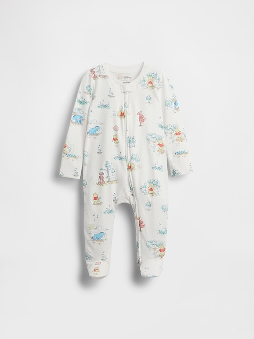 Image number 1 showing, Baby Winnie The Pooh Organic Cotton Footed One-Piece