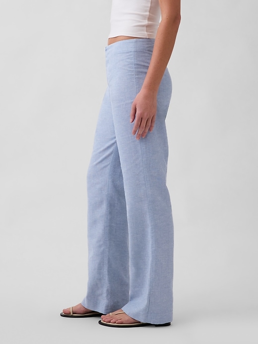 Image number 3 showing, Low Rise Linen-Blend Flare Pants