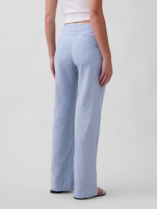 Image number 4 showing, Low Rise Linen-Blend Flare Pants