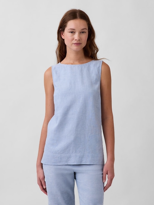 Image number 1 showing, Linen-Blend Shell Tank Top
