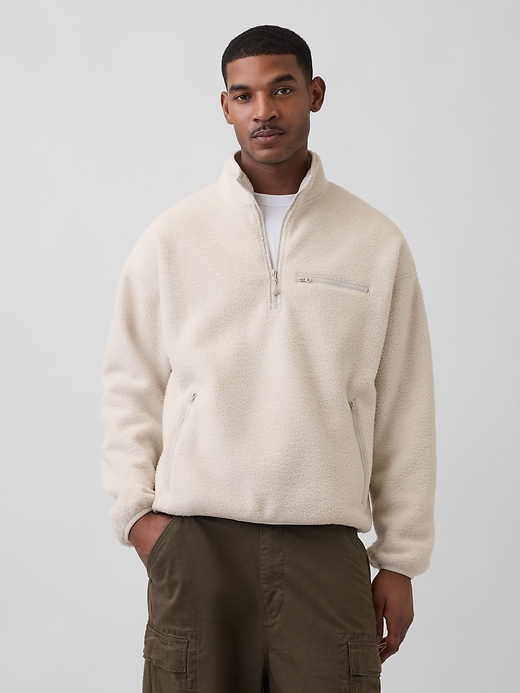 Image number 1 showing, Sherpa Oversized Half-Zip Pullover
