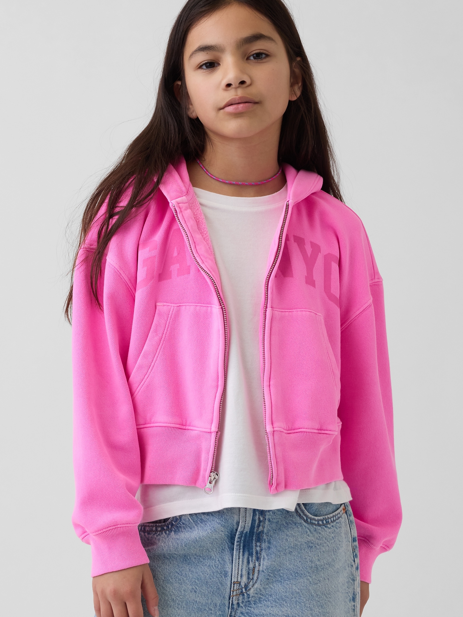 Kids VintageSoft Oversized Logo Zip Hoodie