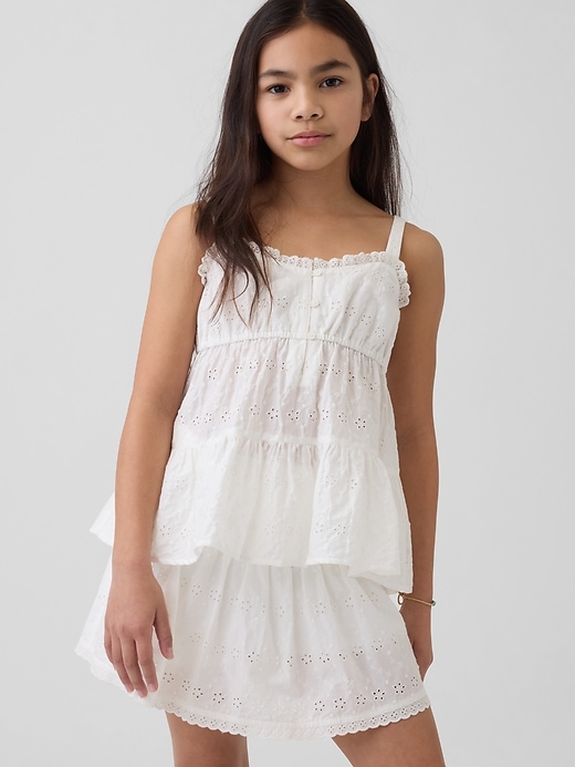 Image number 1 showing, Kids Tiered Eyelet Tank Top