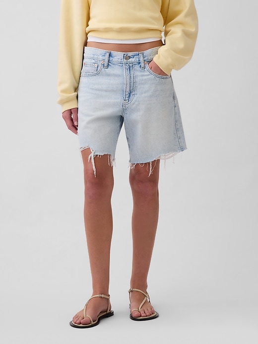 Image number 2 showing, Mid Rise Loose Denim Bermuda Shorts