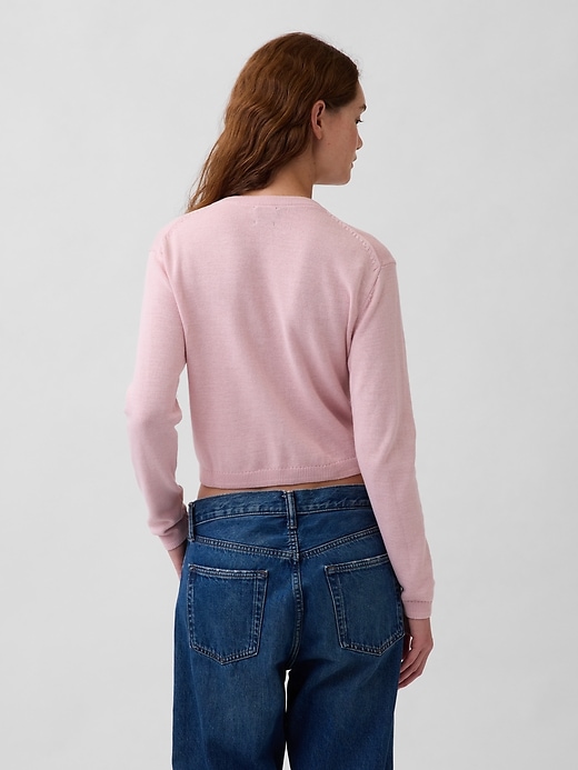 Image number 3 showing, 100% Cotton Relaxed Crop Cardigan Sweater