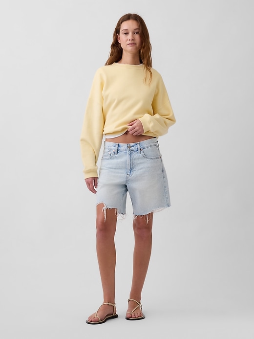 Image number 1 showing, Mid Rise Loose Denim Bermuda Shorts