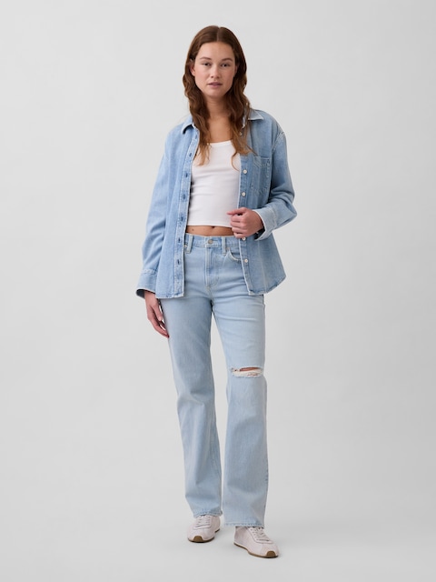 Mid Rise Relaxed Straight Jeans