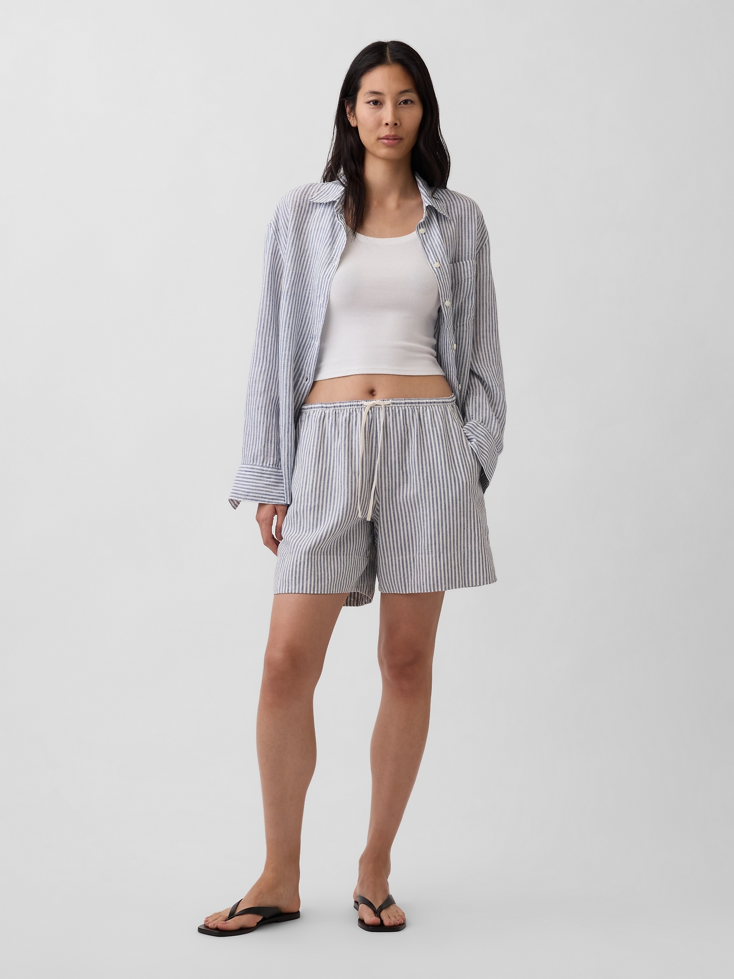 Linen-Blend Easy Shorts