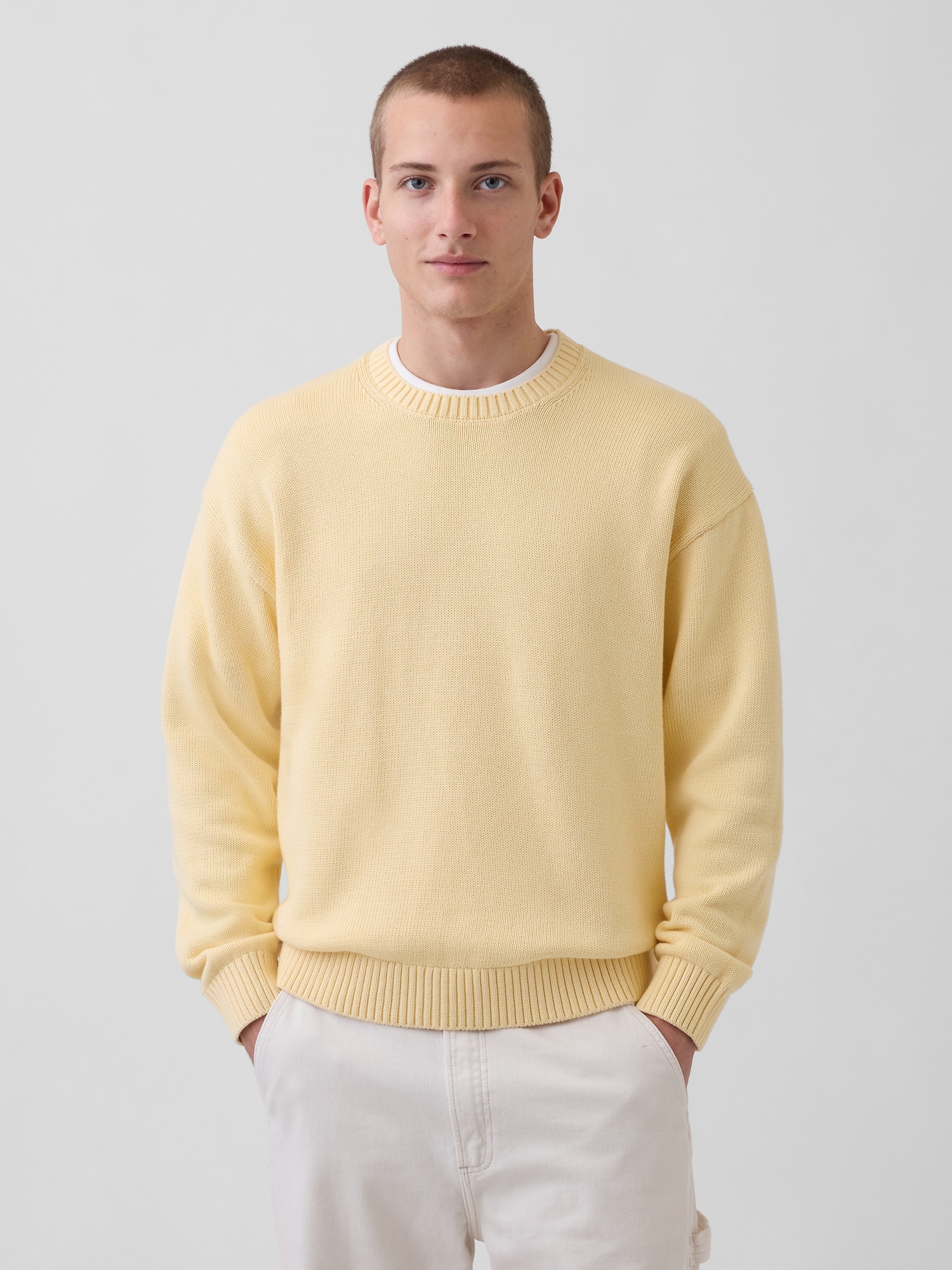 Relaxed Crewneck Crop Sweater
